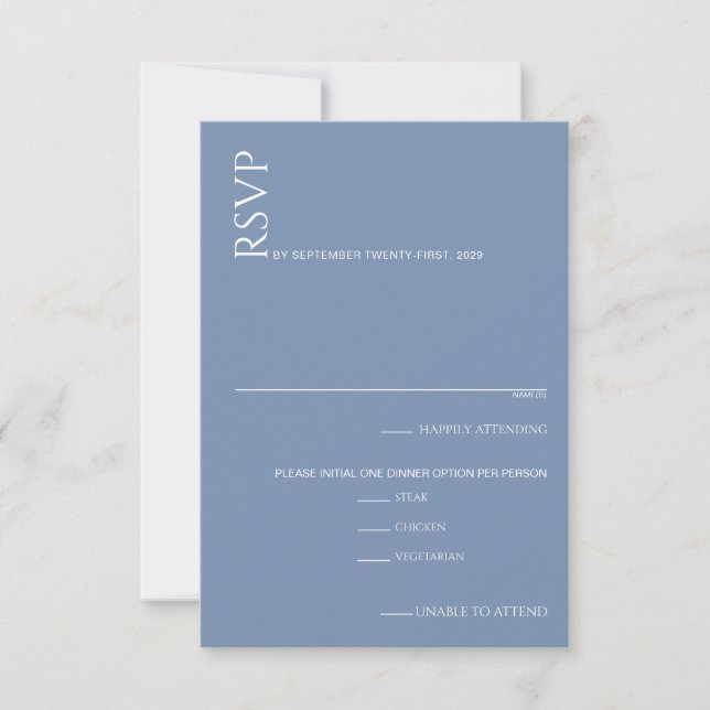 Schöne blaue Hochzeit RSVP Karte (Vorderseite)