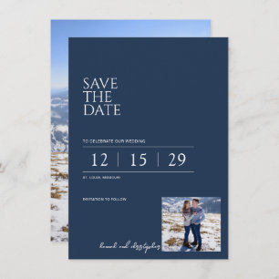 Schöne blaue Hochzeit Save The Date