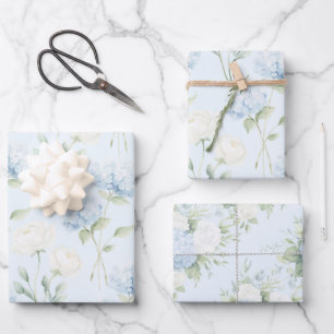 Schöne Blaue Hortensien Blumen Hochzeit Geschenkpapier Set