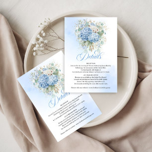 Schöne blaue Hortensien-Hochzeits-Detailkarte RSVP Karte