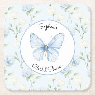 Schöne Blaue Hyndrangea Blumen Brautparty Rechteckiger Pappuntersetzer