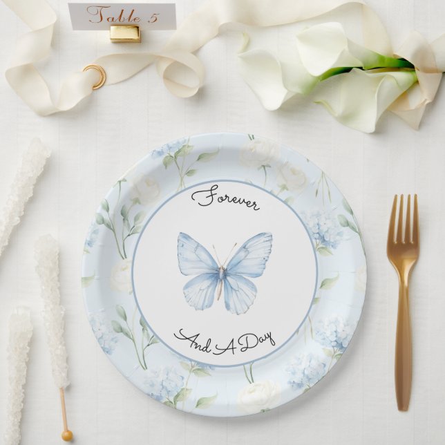 Schöne Blaue Hyndrangea Blumen Hochzeit Pappteller (Hochzeit)