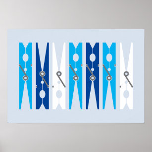 Schöne blaue Kleidung Buttone Wäscheservice Zimmer Poster