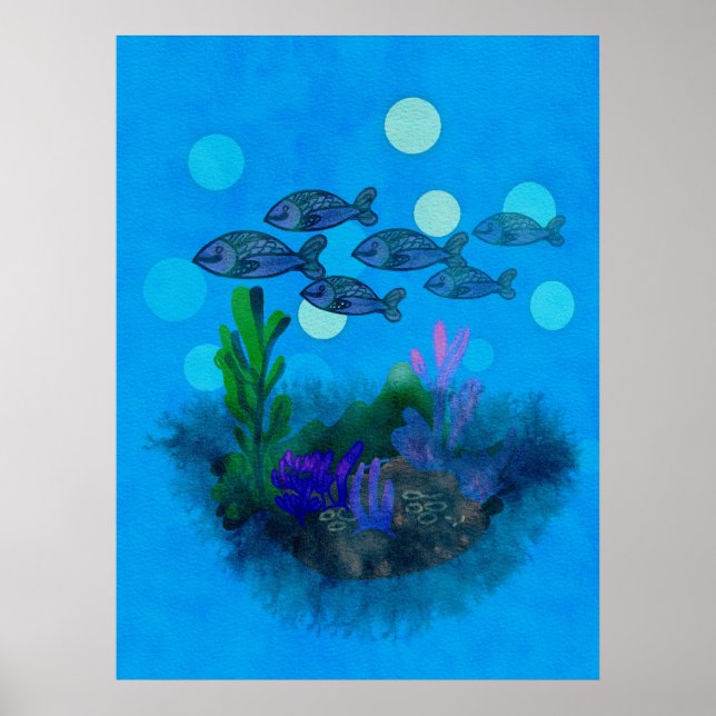 Schöne blaue Landschaft Poster (Vorne)