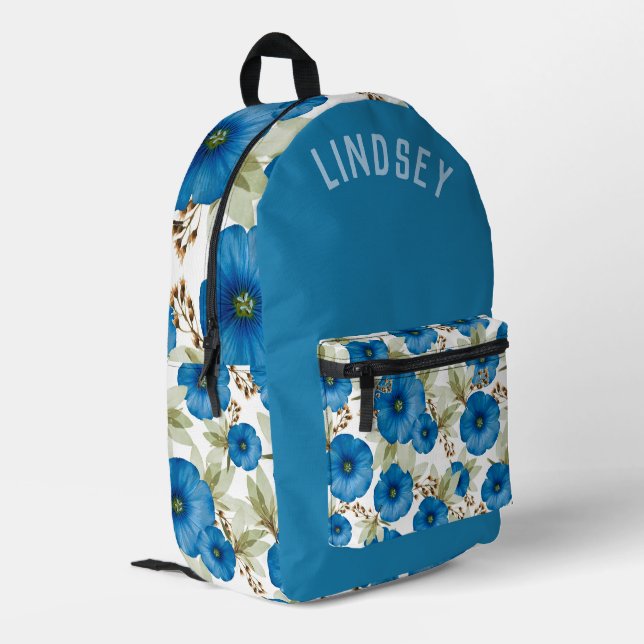 Schöne Blaue Morgengläser Personalisiert Bedruckter Rucksack (Rückseitige Ecke links)