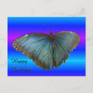Schöne Blaue Morpho Schmetterling Geburtstagspostk Postkarte