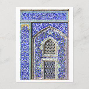 Schöne blaue Mosaikfliesen im Iran Postkarte
