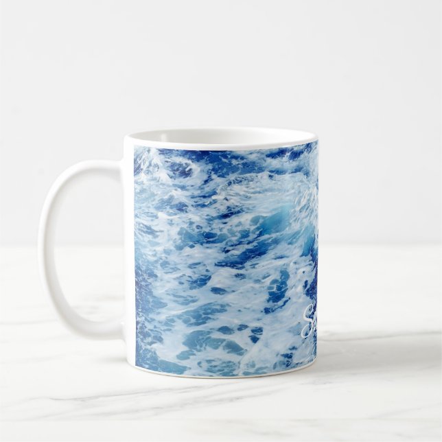 Schöne blaue Ozeanwellen Kaffeetasse (Links)