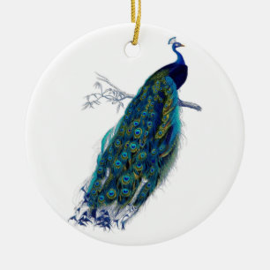 Schöne blaue Pfau-Natur-Vogel-Schwanz-Federn Keramik Ornament