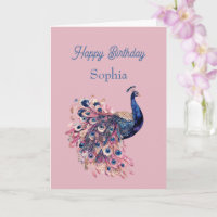 Schöne Blaue Pinke Marineblaue Pfauen Geburtstag