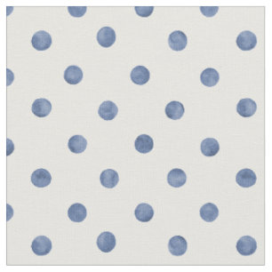 Schöne blaue Polka-Punkte auf weißem Hintergrund Stoff