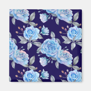 Schöne blaue Rose, marineblau Hintergrund, Magnet