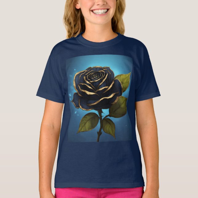 Schöne blaue Rose T-Shirt (Vorderseite)