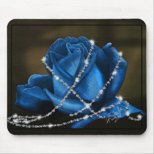 schöne blaue Rose und Diamanten Mousepad