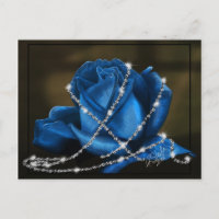Schöne blaue Rose verpackt in Diamanten Postkarte