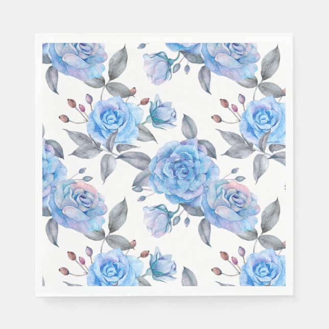 Schöne blaue Rose, weißer Hintergrund, Serviette (Vorderseite)