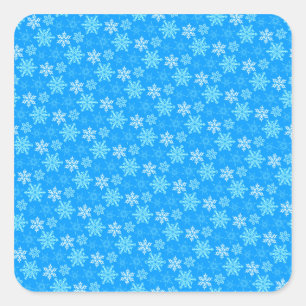 Schöne blaue Schneeflocken Hintergrund Quadratischer Aufkleber