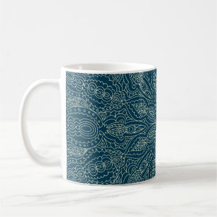 Schöne blaue Spitzen-Ornament, fröhlich Christmasa Kaffeetasse