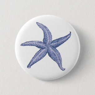 Schöne blaue Starfish Illustration Button