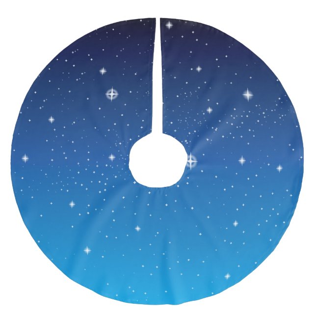 Schöne blaue Sternennacht Polyester Weihnachtsbaumdecke (Vorderseite)