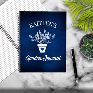 Schöne blaue und florale personalisierte Tote Notizbuch