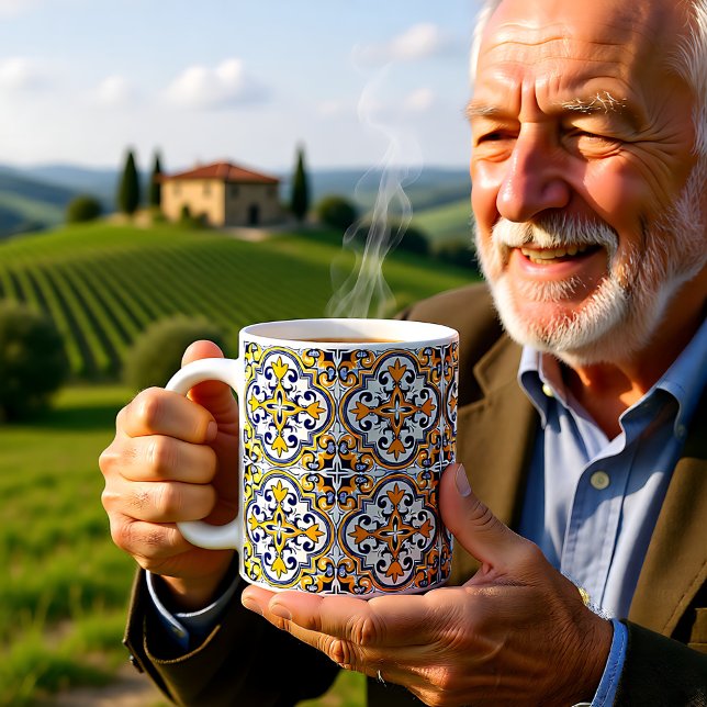 💙 💛 Schöne blaue und gelbe Azulejos 9 Kaffee  Kaffeetasse (💙💛 Beautiful blue and yellow Azulejos 9 Coffee Coffee Mug)