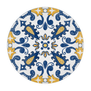 💙 💛 Schöne blaue und gelbe Azulejos, Cuttin Schneidebrett