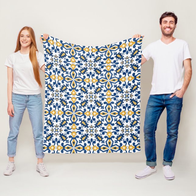 💙 💛 Schöne, blaue und gelbe Azulejos,  Fleecedecke (Beispiel)