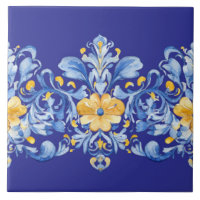 Schöne blaue und gelbe Azulejos 