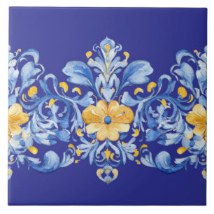 Schöne blaue und gelbe Azulejos Fliese
