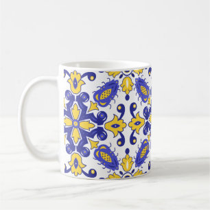 💙💛 Schöne blaue und gelbe Azulejos Kaffeetasse