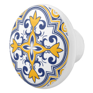 💙 💛 Schöne blaue und gelbe Azulejos Keramikknauf