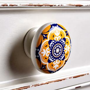 💛 💙 🤍 Schöne blaue und gelbe Azulejos Keramikknauf