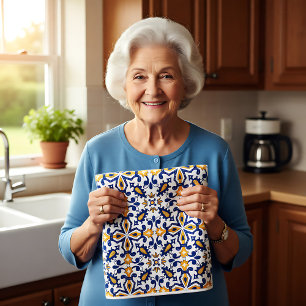 💙 💛 Schöne blaue und gelbe Azulejos, Küche Geschirrtuch