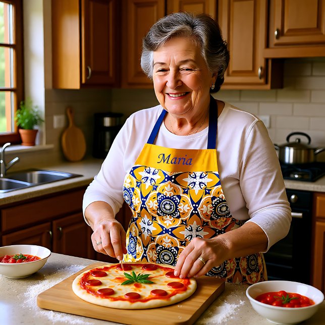 💙 🤍 💛 Schöne blaue und gelbe Azulejos Schürze (Beautiful blue and yellow Azulejos Apron)