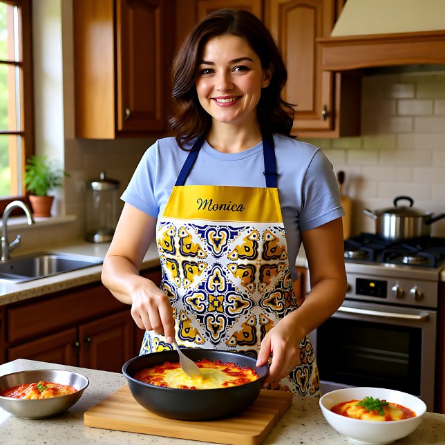 💛 💙 🤍 Schöne blaue und gelbe Azulejos Schürze (💛💙🤍 Beautiful blue and yellow Azulejos Apron)