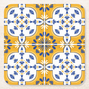 Schöne blaue und gelbe portugiesische Azulejo Rechteckiger Pappuntersetzer