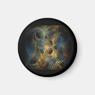 Schöne blaue und goldene Fraktale Magnet