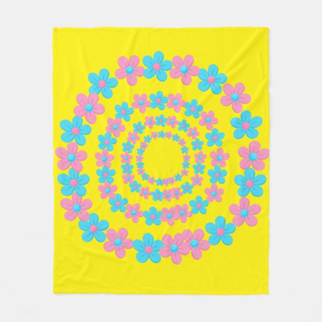 Schöne blaue und rosa Blumenmusterdecke Fleecedecke (Vorderseite)
