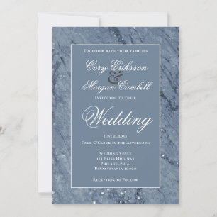 Schöne blaue und weiße Marmorhochzeit Ankündigung