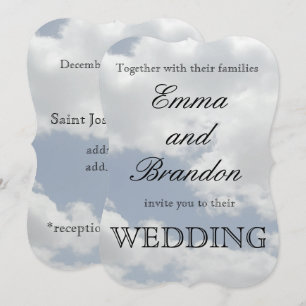 Schöne blaue und weiße Wolken drucken Hochzeit Einladung