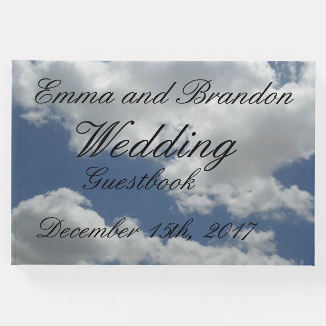 Schöne blaue und weiße Wolken drucken Hochzeit Gästebuch (Vorderseite)