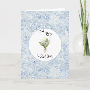 Schöne blaue weiße Blumen Geburtstag Karte