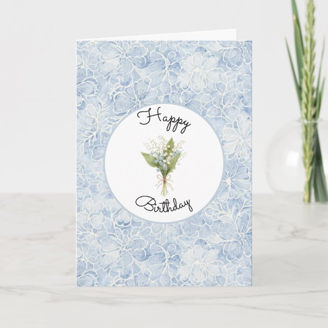 Schöne blaue weiße Blumen Geburtstag Karte (Vorderseite)