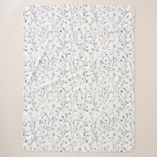 Schöne blaue weiße Blumen   Sherpadecke (Vorderseite)