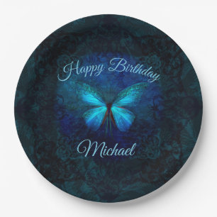 Schöne Blauer Schmetterling Geburtstag Pappteller