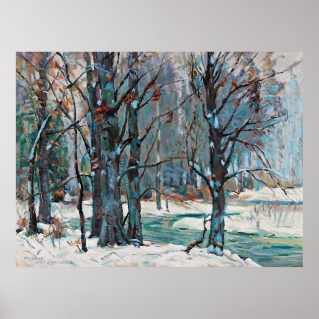 Schöne blaugraue Winterschneeszene Poster (Vorne)