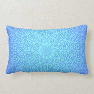 Schöne Blautöne Elegantes Blau Kaleidoskop-Muster Lendenkissen
