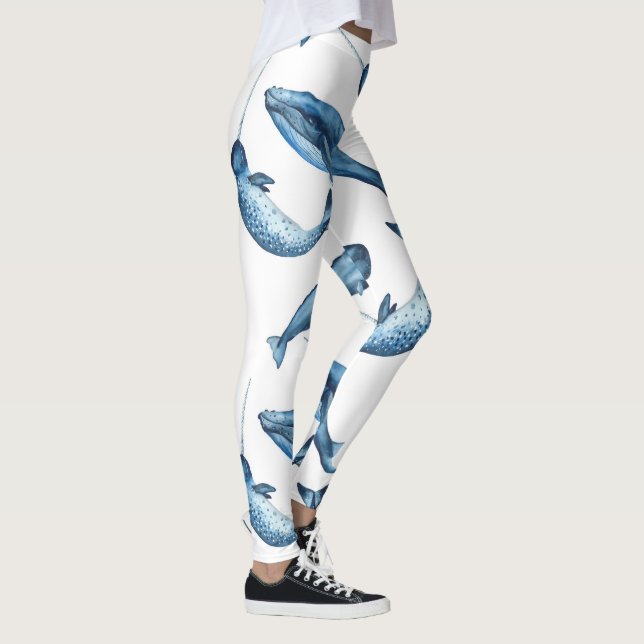 Schöne Blauwale und Narwhals | Leggings (Rechts)