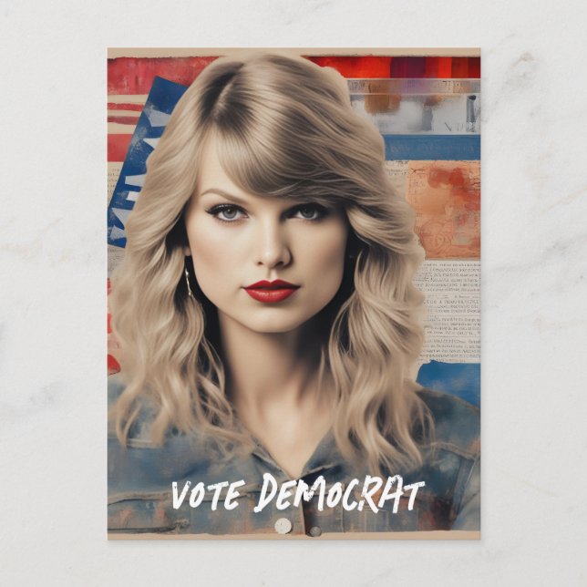 Schöne Blond-Frauen wählen Demokrat Collage Postkarte (Vorderseite)